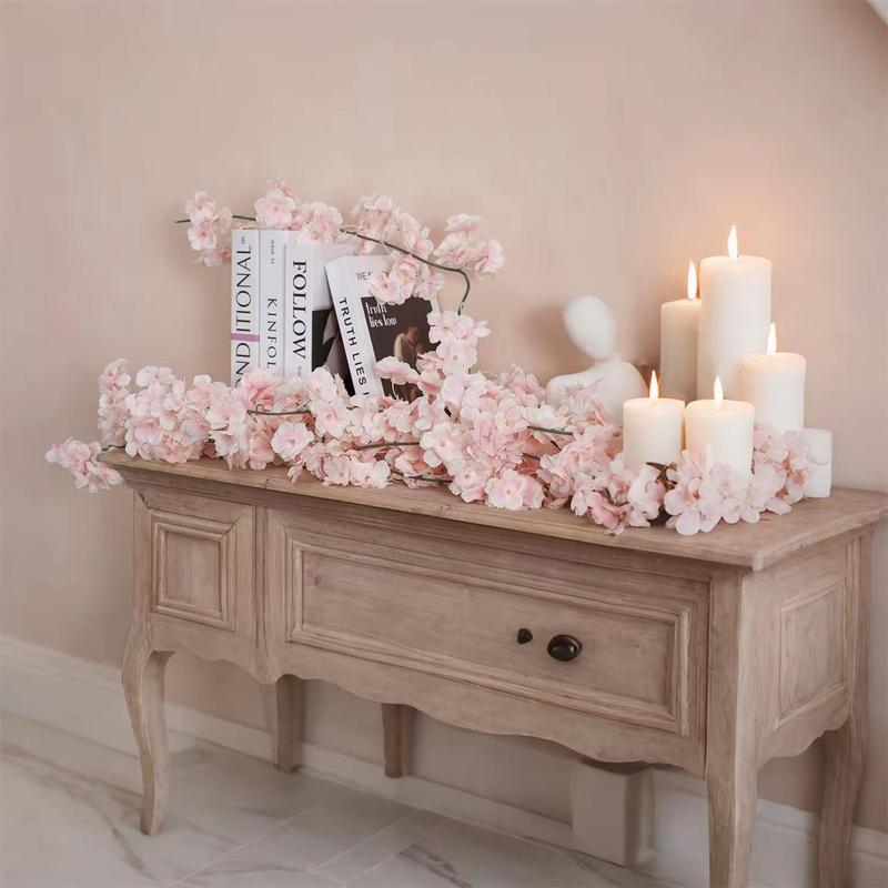 Artificial Cherry Blossom Vine, 1 Count Romantic Cherry Blossom Wreath, Decorative Bow for Wedding Festival Home Decor, Ornaments 3