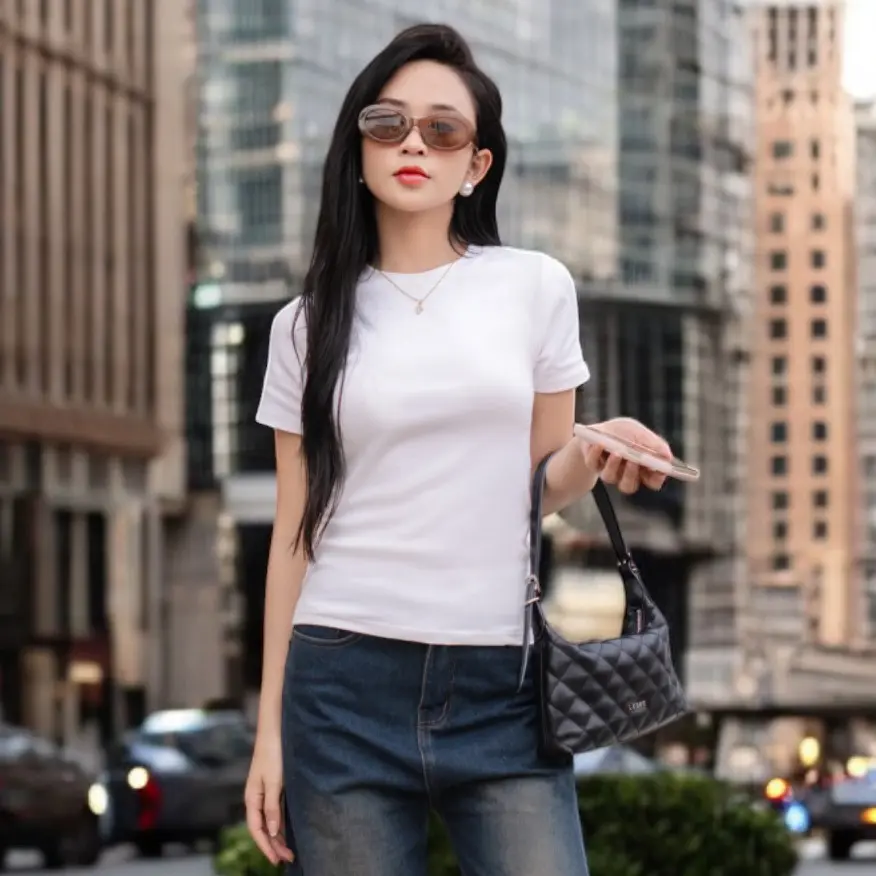 Áo thun trơn ôm ngắn tay Maybi thời trang Nữ Top áonuxinh Women Nhung Women Nhung