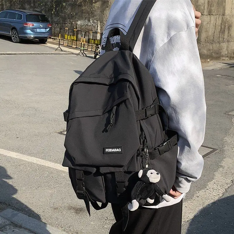 Schoolbag Male High School Student Ins Fashion Cool Campus Backpack Female College Student Simple Large Capacity Backpack Korean Style 2024