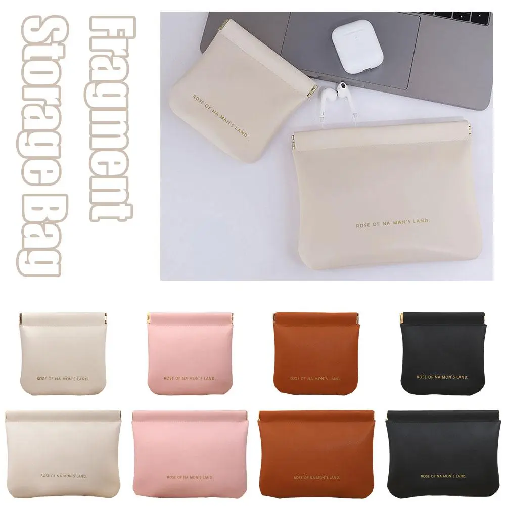 Self-closing Cosmetic Bag Pocket Cosmetic Bag Squeeze Portable Makeup Pouch Data Cable Lipstick Jewelry Mini Storage Bags