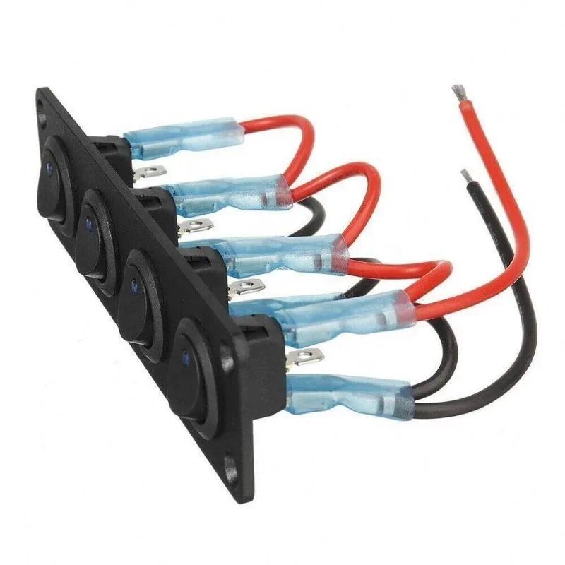 Product Introduction of 12V 1-4 Gang Universal Toggle Switch Panel USB Car Boat Marine RV Truck Blue LED Styling Accessories Marine Rocker Switch 55
