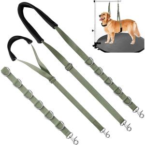 犬用グルーミングベルト - 犬用グルーミングループ、テーブルアームエクステンダー、クランプエクステンションループ付きバス用拘束リード、小型・中型犬用、ノーシットハーチホルダー、毛切り・洗浄用（アーミーグリーン）