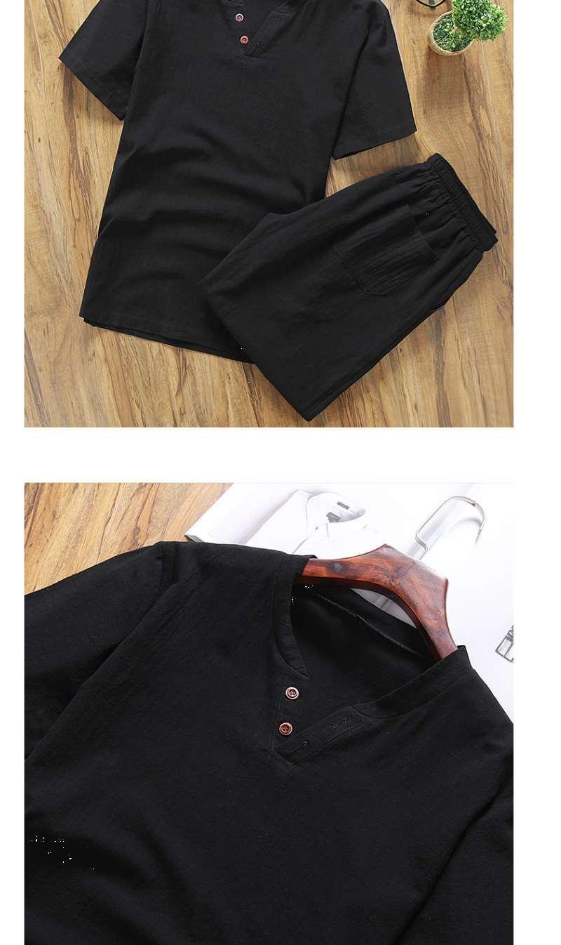 Product Introduction of Bộ Đồ Vải Lanh Mùa Hè, Dành Cho Nam Giới, ngắn Tay Áo, Quần Đùi, Phong Cách Trung Quốc, Cỡ Lớn, Áo Phông Cotton Và Vải Lanh Dáng Rộng, Bộ Đồ Hai Mảnh, Thời Trang Nam, T， Menswear 3