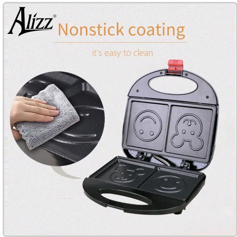 Máy Nướng Bánh Mì Sandwich Hình Gấu Mặt Cười ALIZZ 750W 2