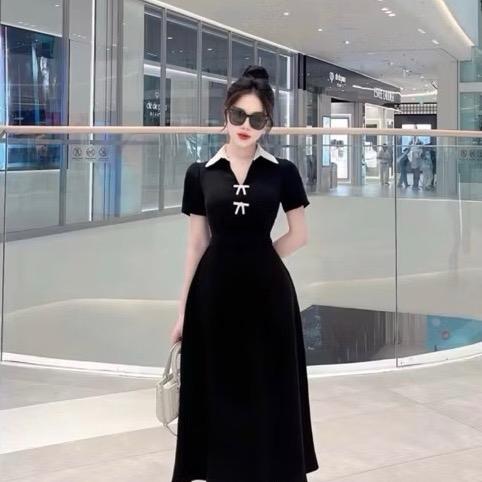 Đầm tuyết mưa cổ V kèm tag đá 3