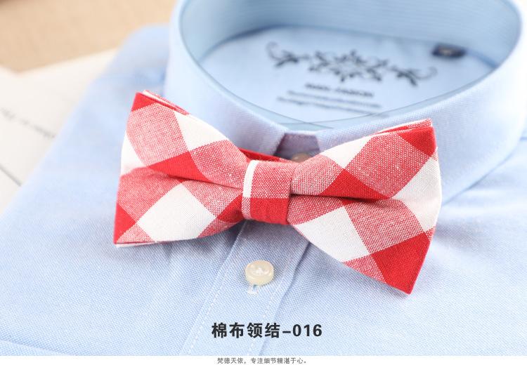 Product Introduction of 1PCS Men's Bow Tie Korean Version Fashion Casual Bow Cotton Trendy Plaid Striped Collar Bow Tie Manufacturer Wholesale Spot 19