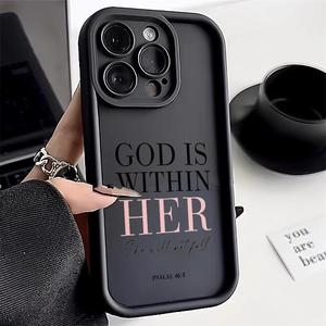 Psalm Letter Pattern Phone Case, Thickened Shockproof Phone Protective Cover, Phone Accessory Compatible with iPhone 11 12 13 14 15 Pro Max, Casing, Gifts for Girl