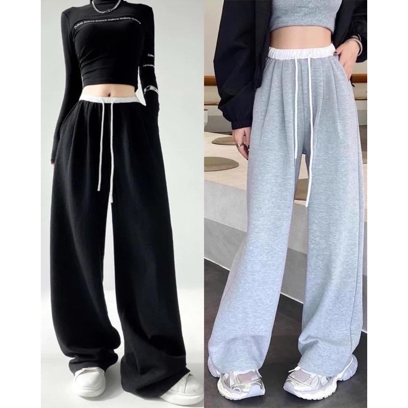 Quần xuông nỉ Hàn phối cạp cao cấp