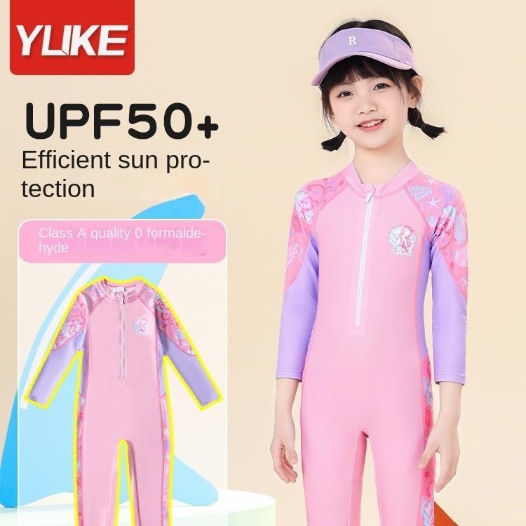 Product Introduction of Children's Swimsuit Girls Girls Middle and Big Children One-Piece Long Sleeves Trousers 2024 New Sunscreen Professional Swimming Equipment Set 0