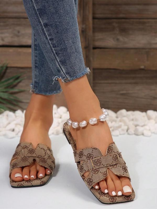 Women's Fashionable Floral Pattern Slip on Sandals, Casual Comfortable Flat Sandals for Summer, Lightweight Breathable Shoes for Daily Wear 4