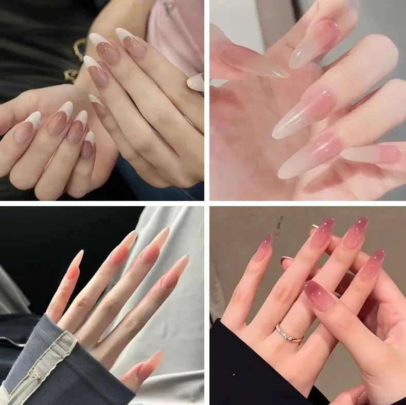 Tổng hợp mã Nail thạch đơn giản nhẹ nhàng sang chảnh dành cho Nữ _ bộ 24 nail được kèm phụ kiện keo dán sơn  thạch kem nhat pana