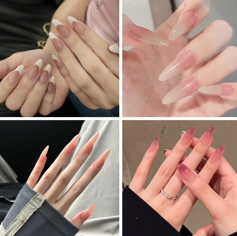  Tổng hợp mã Nail thạch đơn giản nhẹ nhàng sang chảnh dành cho Nữ _ bộ 24 nail được kèm phụ kiện keo dán sơn  thạch kem nhat pana 