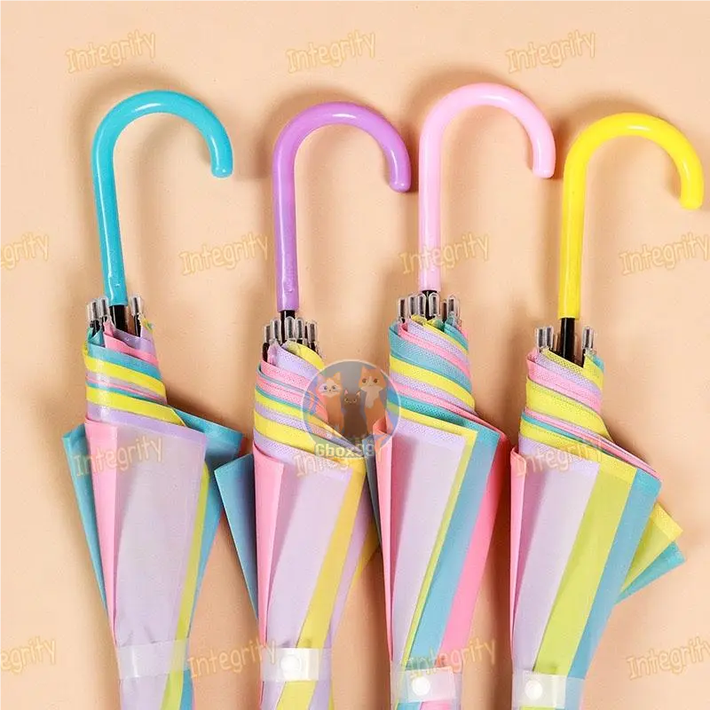 ร่มยาว เรนโบว์สีพาสเทล  ร่ม สีสวยหวานน่ารักมาก ร่มกันฝน ร่มแบบยาว สีสันสวย พร้อมส่ง