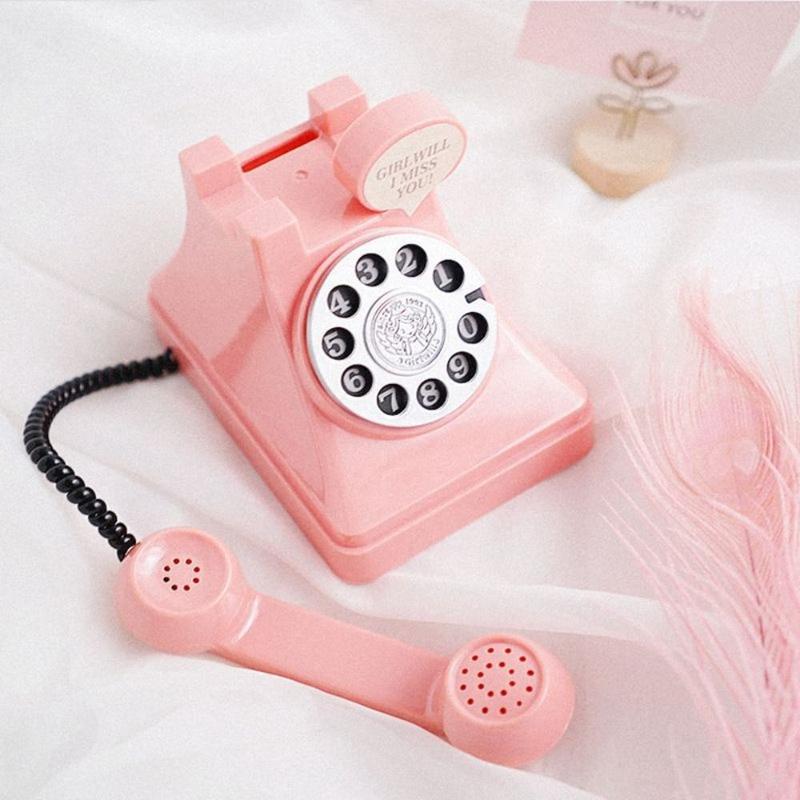 Product Introduction of Funny Cartoon Telephone Piggy Bank Cute Mini Plastic Telephone Model DIY Money Box Ornaments Kids Gift 7
