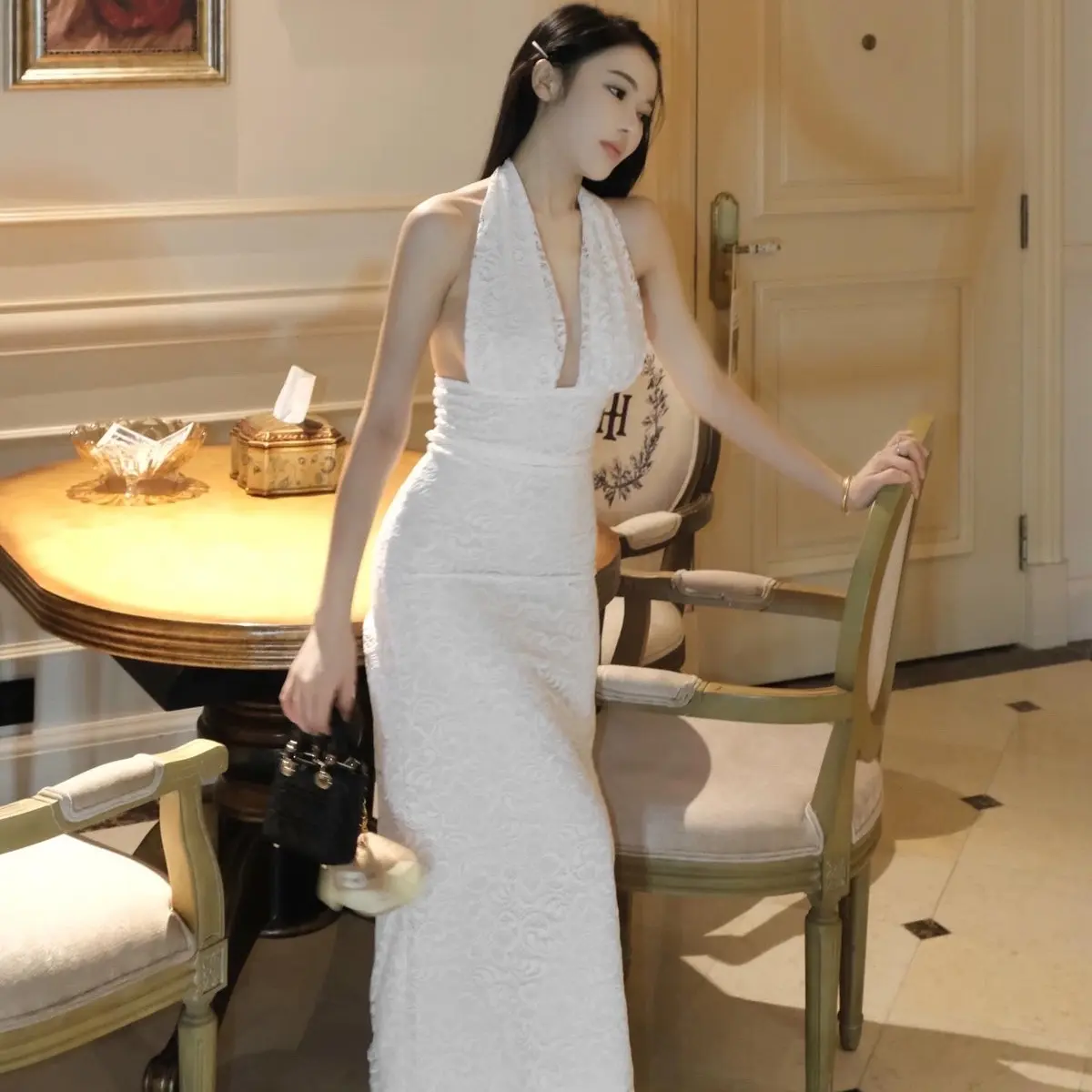 [CUNBONG] ANNE SET Set yếm chân váy Nữ đuôi cá dài hoạ tiết ren Viền Ren