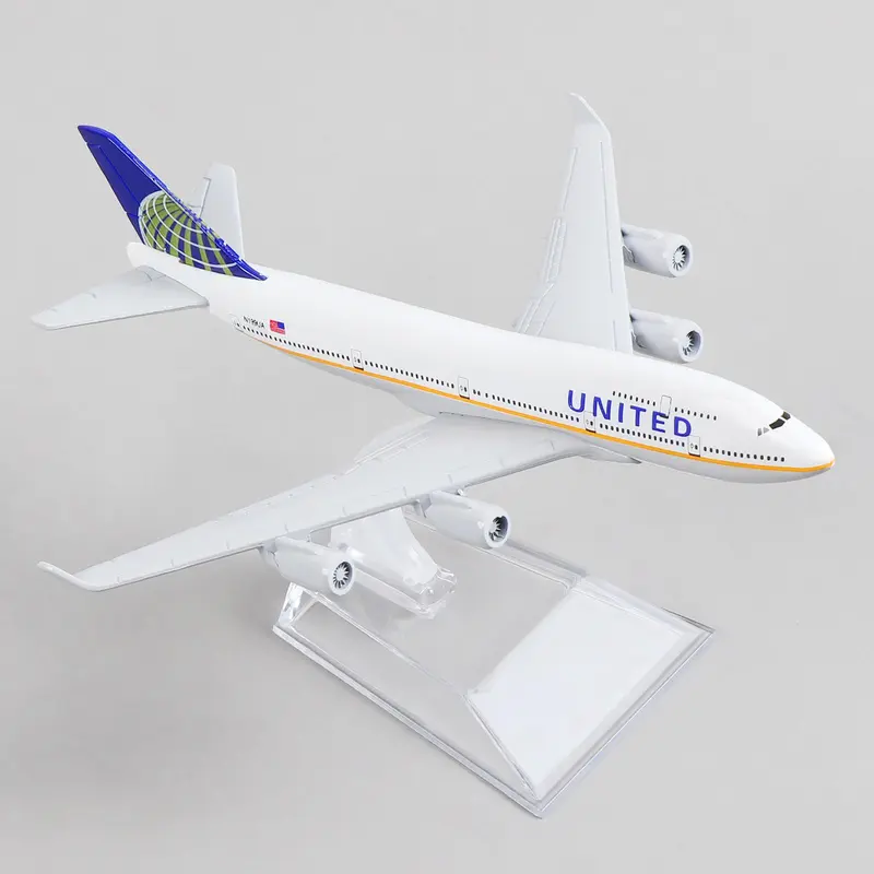 Boeing 747 Air United 1/400 Diecast Metal Airplane Model with Stand, Airlines Model Plane Alloy Display Collectible Model Kit for Aviation Enthusiast Gift 7
