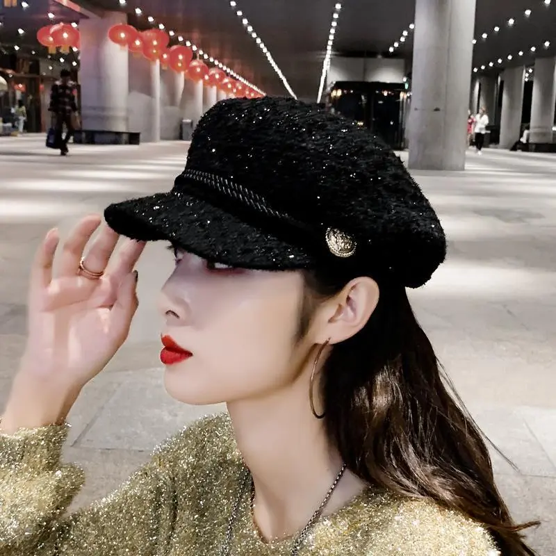 Mũ Nồi, Phong Cách Hàn Quốc, Hợp Xu hướng, Dành Cho Nữ, Mũ Mùa Thu Đông, Mũ Bát Giác, Thời Trang Cổ Điển Anh, Phong Cách Người Nổi Tiếng Trên Internet, Dễ Phối Đồ, Mũ Lưỡi Trai Hat Nón Women Cap
