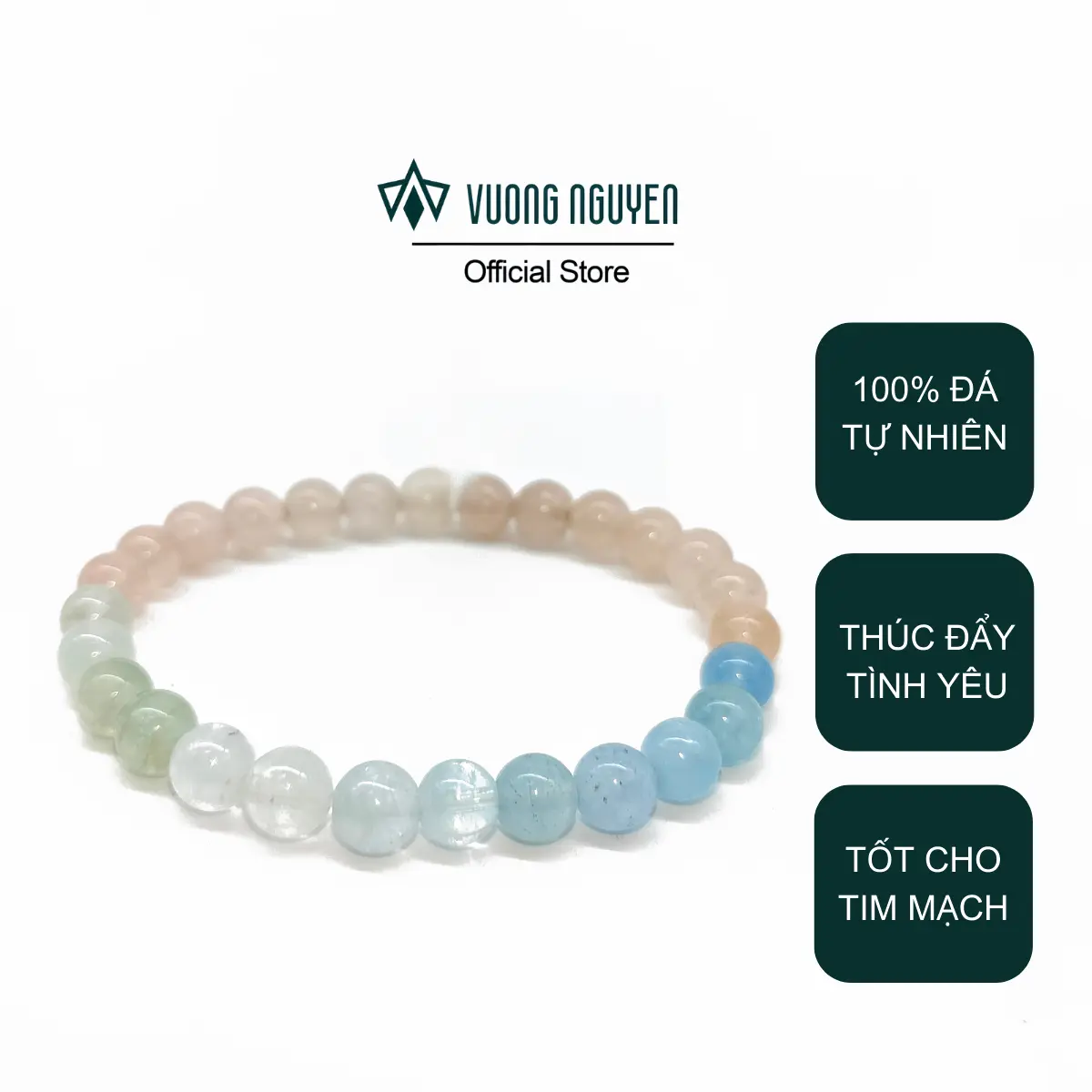 Vòng tay chuỗi hạt phong thủy đá Beryl, vòng tay đá Beryl đa sắc hợp tất cả các mệnh đem lại may mắn - VN Gems