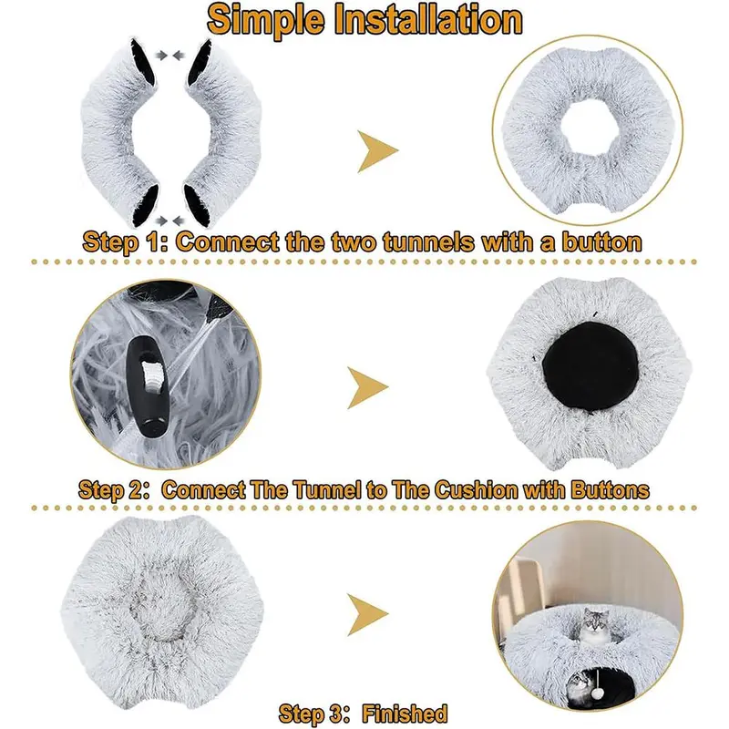 Foldable Cat Tunnel, 1 Count Portable Long Plush Cat Nest, Cat Tunnel Toy, Pet Supplies for Indoor Outdoor Use 4