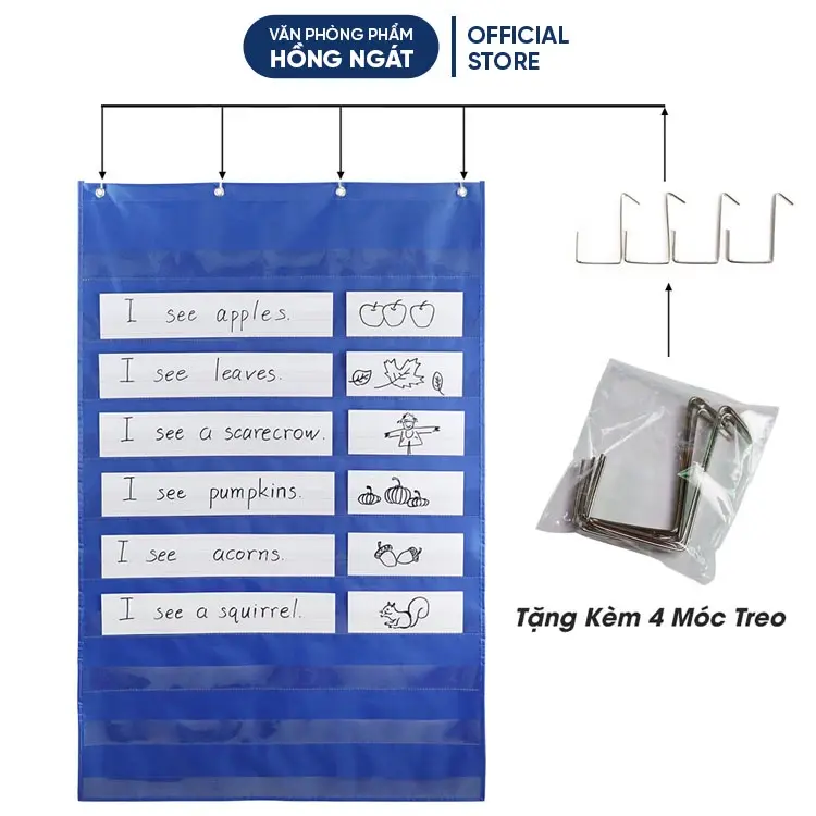 Bảng cài thẻ pocket chart 10 tầng, đồ dùng học tập giáo cụ dạy học tiếng anh văn phòng phẩm GC19 4