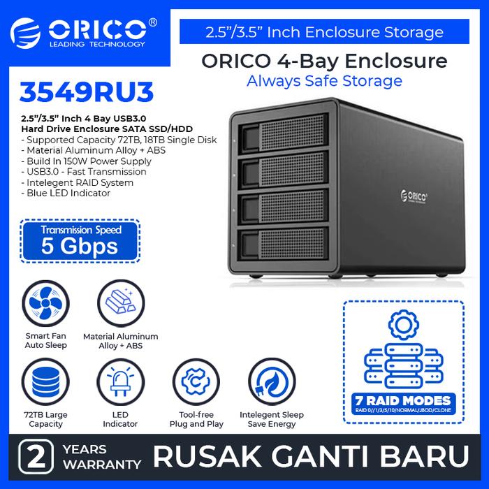 Gambar ORICO External Hard Drive Enclosure 4 Bay with RAID - 3549RU3 dari ORICO INDONESIA Official Shop Kota Administrasi Jakarta Utara Tokopedia