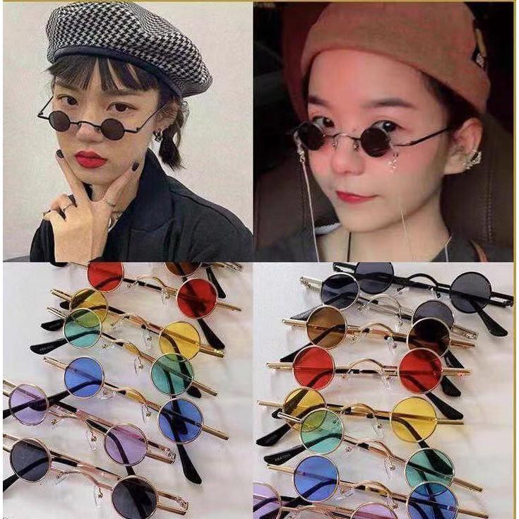 Kính Râm Gọng Tròn Siêu Nhỏ Hàng Loại 1, Mắt Kính Thầy Bói Phong Cách Hip Hop Thời Trang Cá Tính Cho Nam Nữ