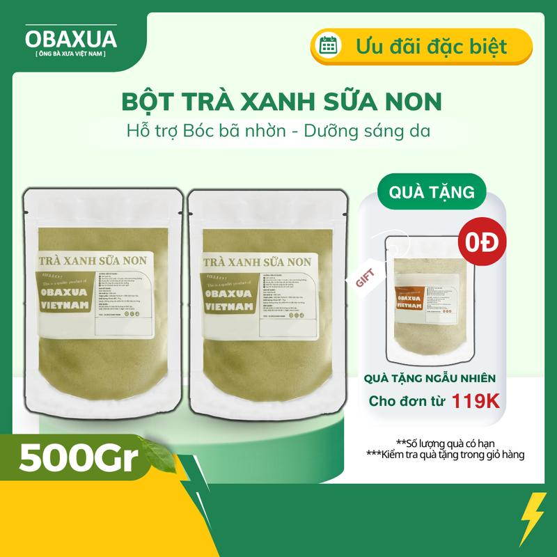 Bột Trà Xanh Sữa Non OBAXUA 250gr, 500gr - Mặt Nạ Bột Đắp Mặt Dưỡng Da Mặt và Body