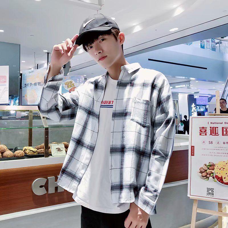 Áo Sơ Mi Dài Tay Kẻ Sọc, Phong Cách Mùa Hè, Dành Cho Nam Giới Trẻ Trung, Phong Cách Harajuku, Phong Cách Hàn Quốc, Dáng Ôm, Không Sắt, Thích Hợp Cho Học Sinh, Áo Sơ Mi Lớp Nền Thường Ngày Thời Trang 6