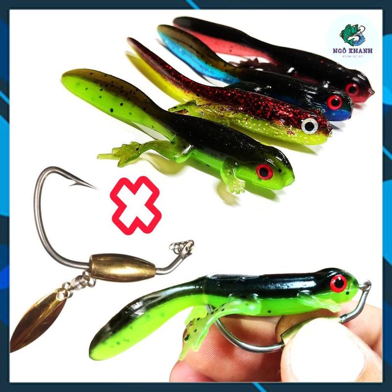  Combo Lưỡi câu và mồi mềm Nòng Nọc có mùi tanh thu hút cá mồi câu lure cá lóc cá chẽm Đi Câu Bắt Cá Fishing 