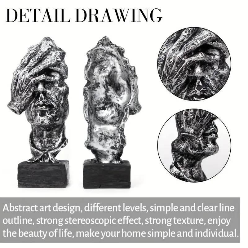 Abstract Thinker Statue, 3 Counts/set Creative Modern Resin Statue, Thinker Statue Sculpture, Room Decor, Home Office 4