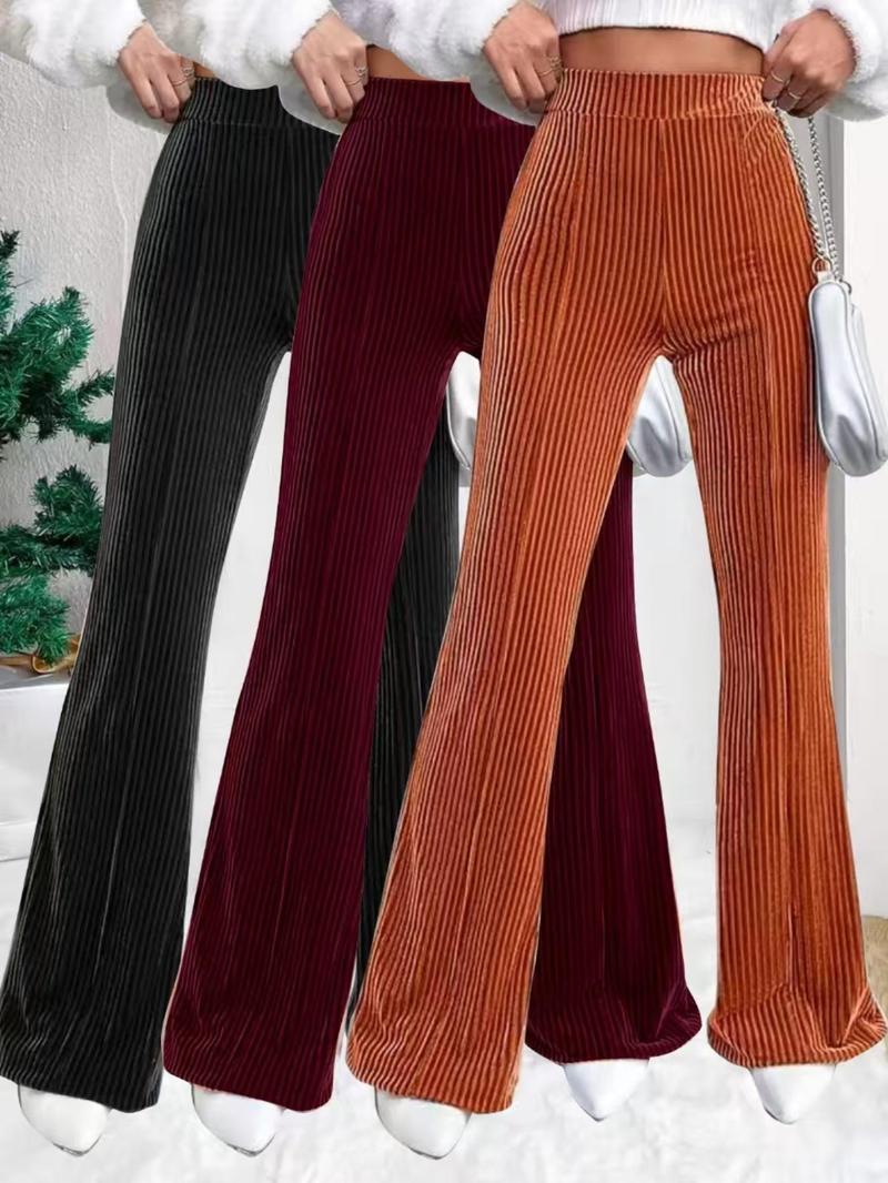 Product Introduction of Women's Solid High Waist Flare Leg Pants, Casual Comfy Bell Bottom Trousers for Daily Wear, Ladies Bottoms for All Seasons 5