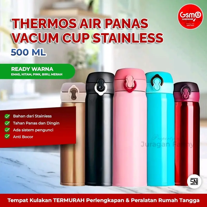 Thermos Air Panas Termos Model Kancing Vacum Cup Flask Stainless 500ml 0
