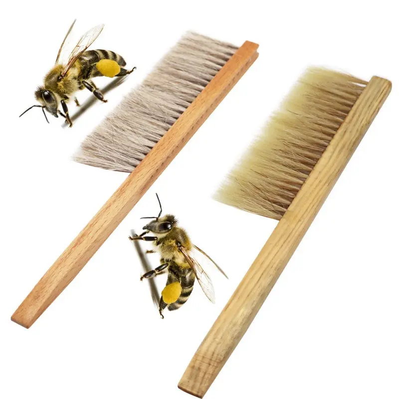 Beekeeping Tools Wooden Honey Brush Sweeping Bees Two Rows Ponytail Hair New  Equipment