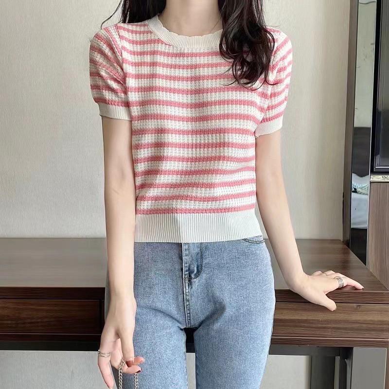 COD- Atasan Rajut Wanita Lengan Pendek Premium | Kaos Lengan Pendek Rajut | Atasan Korean Style Lengan Pendek SALUR Premium | Baju Rajut Wanita Korean Style Lengan Pendek | Atasan Lengan Pendek | Kaos Lengan Pendek 2