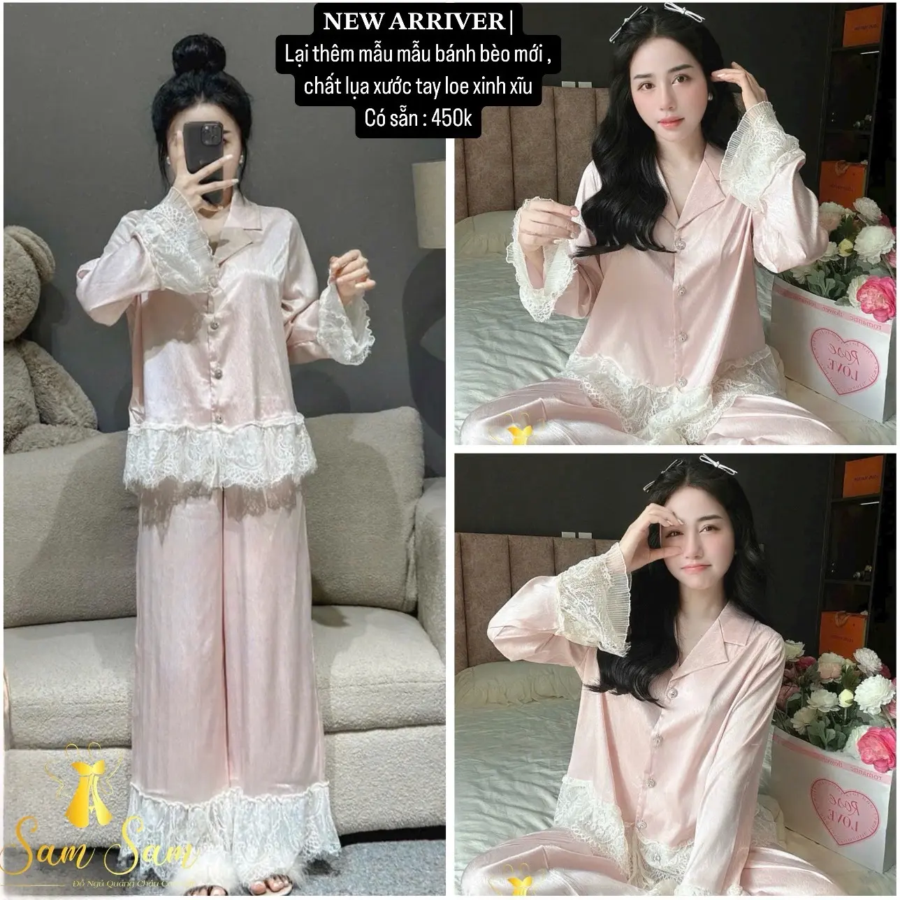 Đồ Bộ Mặc Nhà Nữ QC Tay Dài  Cao Cấp