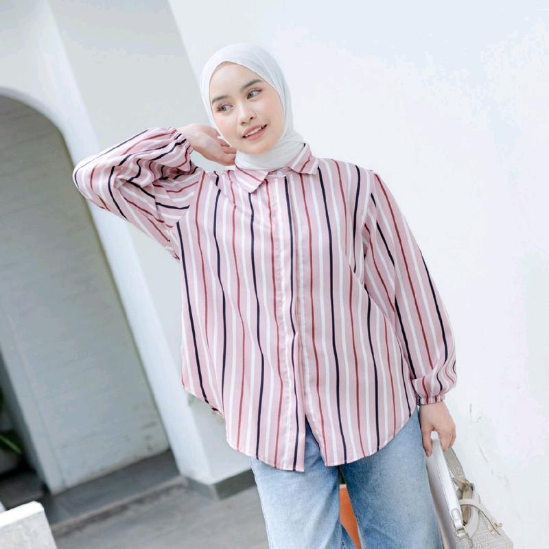 Mybamus Kemeja Mix Motif - Baju Muslim Korea B.Pink 2