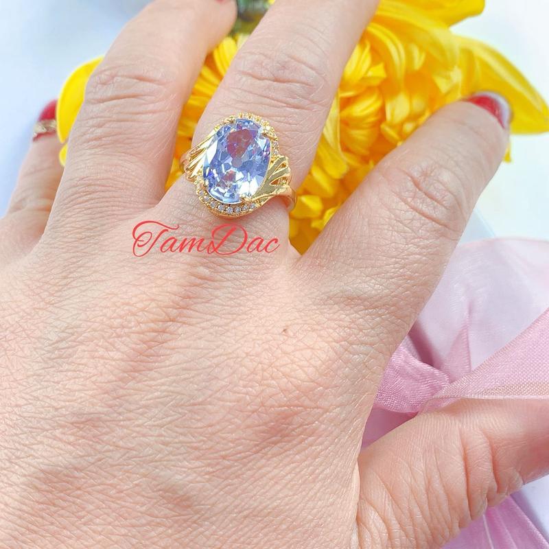 Nhẫn Đá  xaphia / Xanh Lá / Đỏ / trắng /  mạ vàng 24k Thời Trang Cho  phái nữ. 7