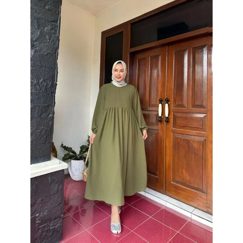 BAVIN MIDI DRESS CRINKLE AIRFLOW POLOS BALENA DRES WANITA MUSLIM CRINCLE PREMIUM 7