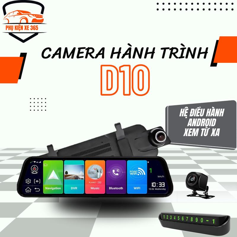 [TẶNG BẢNG SỐ] Camera hành trình ô tô D10 cam gương android l Mua 1 được 2