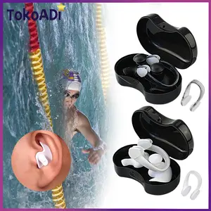 Swimming Nose Clip Ear Plug Set Environmental Soft Silicone Noseclip & Earplugs For Swimming Diving