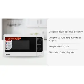 (HÀNG CHÍNH HÃNG) Lò vi sóng Toshiba ER-SM20(W1)VN - Nhập Thái Lan / Lò vi sóng Toshiba MWP-MM20P(BK) 20 lít - Nhập TQ 4