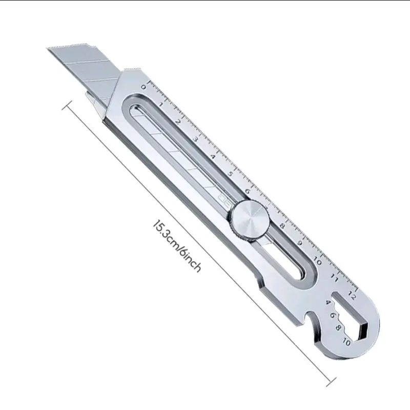 Bộ dụng cụ Rọc Giấy Inox Đa Năng Dày 6mm hiệu quả với chức năng Mở Ốc và Thước Đo Trên Thân 4