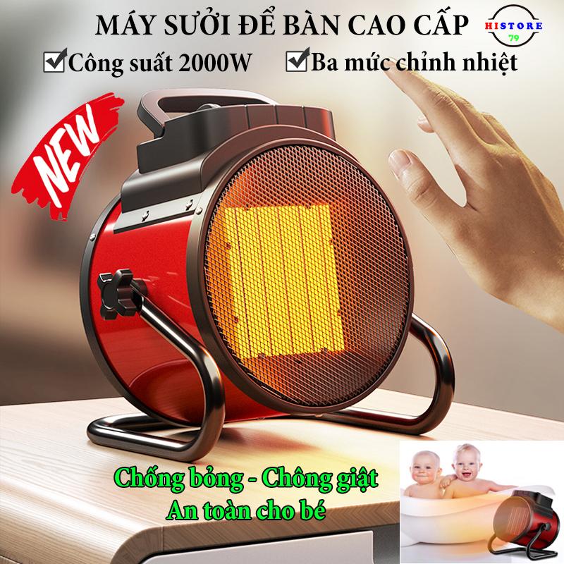 Máy sưởi ấm mùa đông để bàn PTC-20A công suất 2000W, Quạt sưởi ấm 3 mức chỉnh nhiệt, Máy sưởi gốm để bàn an toàn chống bỏng chống giật, Chống cháy, Máy sưởi công nghiệp sưởi ấm tại