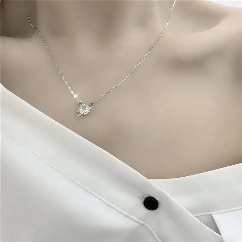 Vòng Cổ Mặt Dây Chuyền Hành Tinh, Thiết Kế Thanh Lịch Giống Cổ Tích Độc Đáo Bầu Trời Đầy Sao Phong Cách Ngầu Đơn Giản, Dây Chuyền Xương Đòn Ngôi Sao Năm Cánh