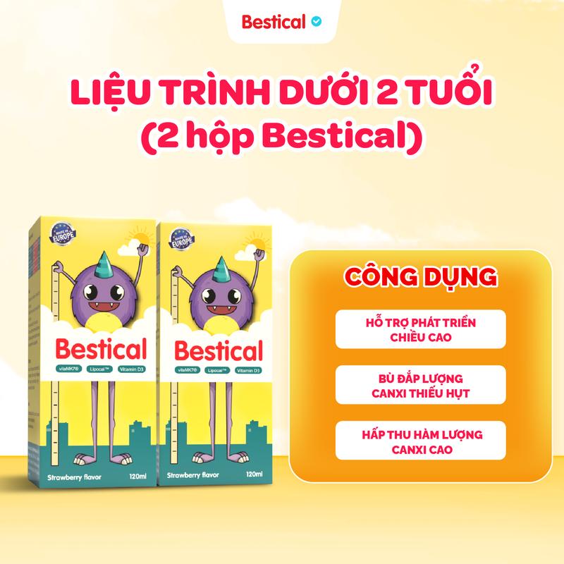 [Liệu Trình Cho Trẻ Dưới 2 Tuổi] COMBO 2 lọ Canxi Bestical (120ml): Bổ sung Canxi, Vitamin D3 K2 Cho Bé