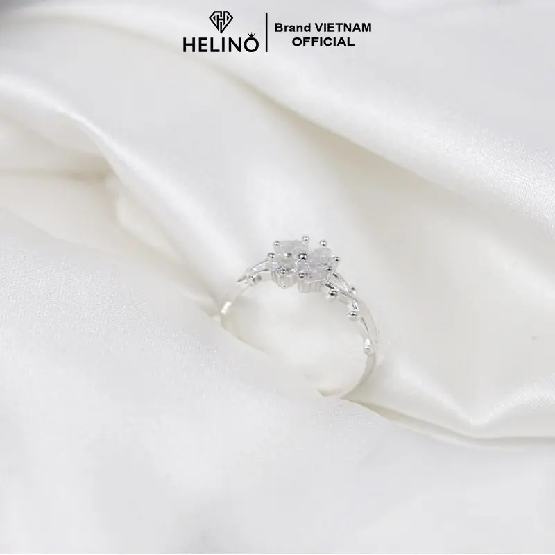 Bộ sản phẩm bạc 925 HELINO Cỏ bốn lá đính đá mắt mèo, dây chuyền, lắc tay, nhẫn, trang sức cao cấp, quà tặng sinh nhật, kỷ niệm 3