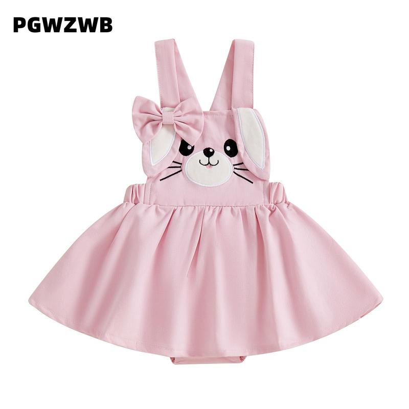 Baby Girls Rompers Dress Easter Clothes Sleeveless Rabbit Embroidery ...