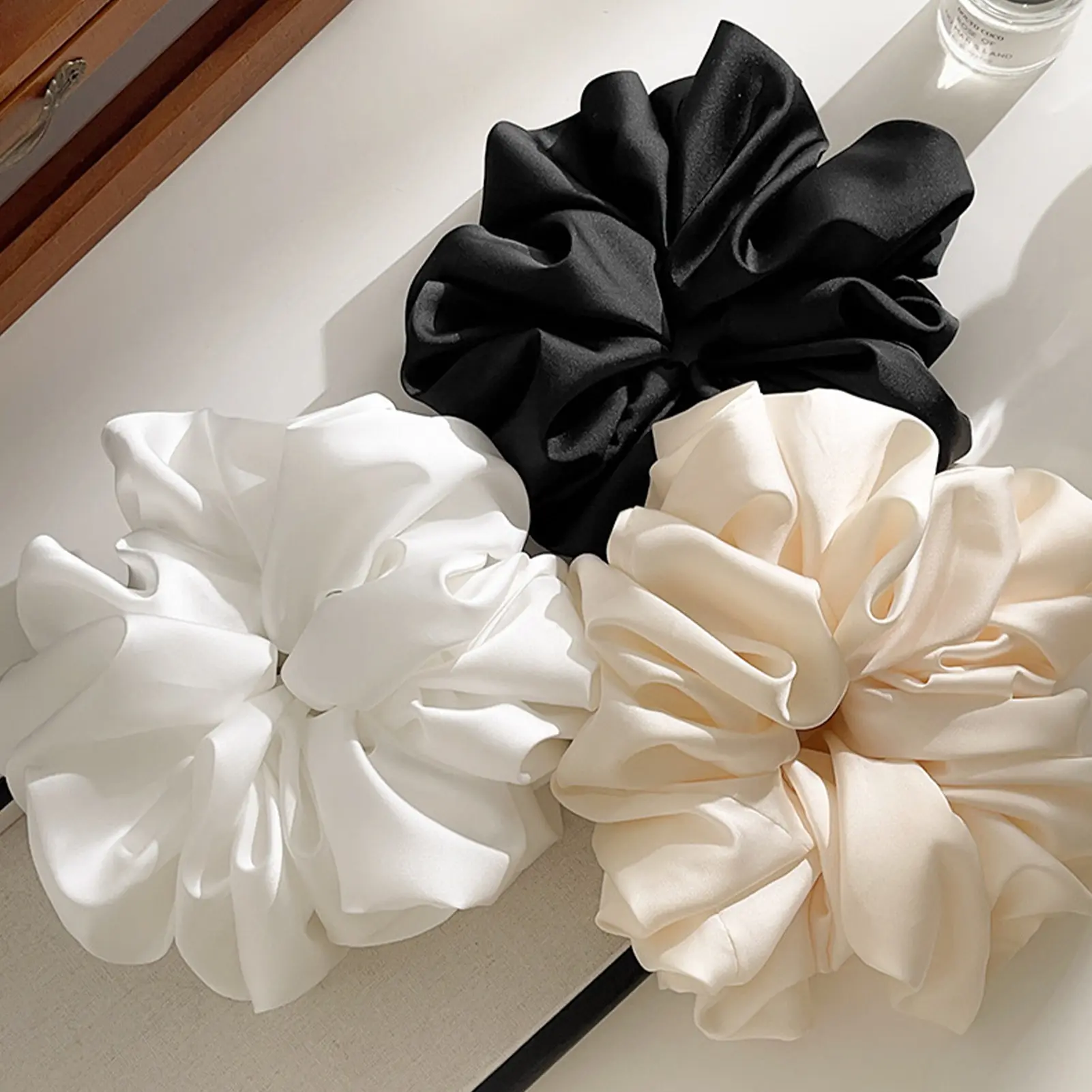 15CM Large Chiffon Imitation Silk Scrunchies Hair Tie, Elastic  Hair Scrunchie for Women Hair Accessories Gift