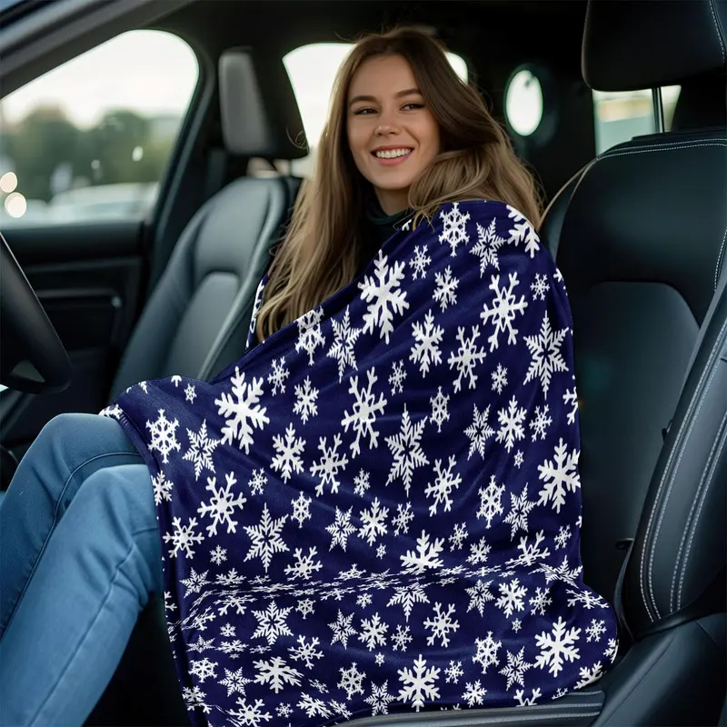 Snowflake Pattern Blanket,  1 Count Soft and Comfortable Air-conditioned Room Throw, Warm Nap Blanket for Home, Office & Valentine's Day Gift 7