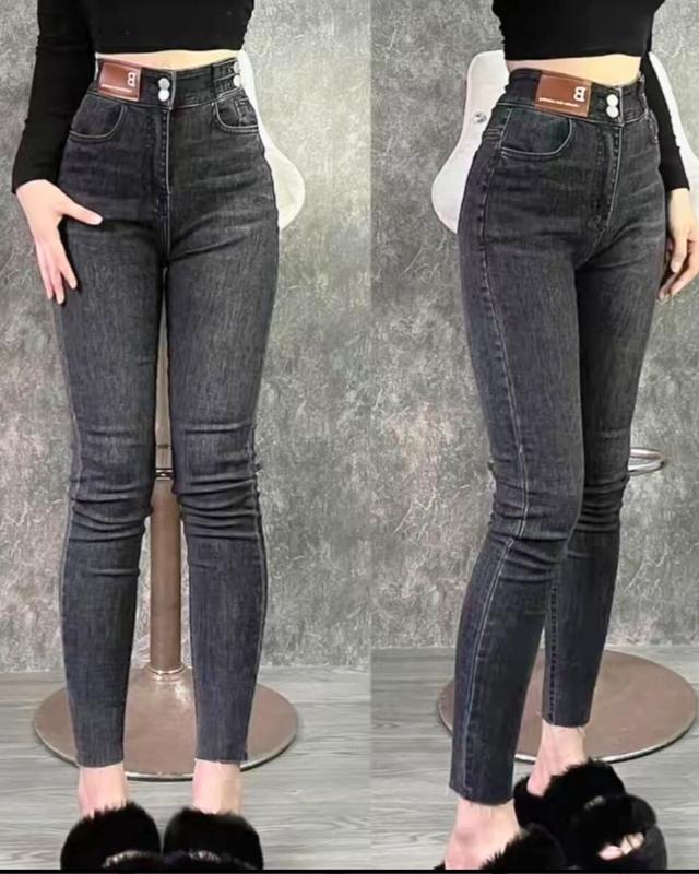 QUẦN JEANS ÔM NỮ  MAY MÁC DA CẠP CAO 2 NÚT CẠP SIÊU CAO 2 NÚT . Women Pants